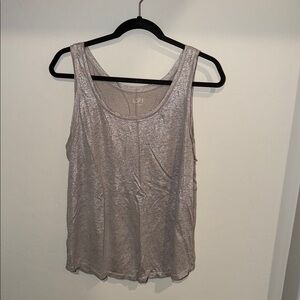 LOFT Silver Metallic Tank Top